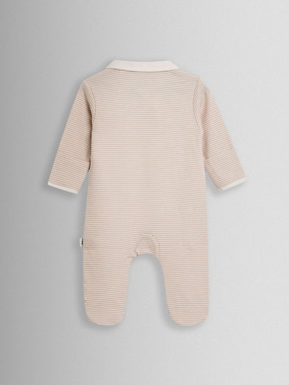 JoJo Maman Bébé Neutral Stripe Organic Cotton 'I Love My Daddy' Sleepsuit