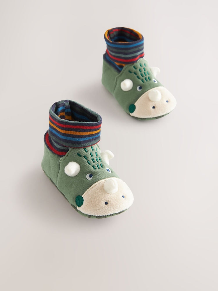 Green Dinosaur Baby Sock Top Boot Shoes (0-18mths)
