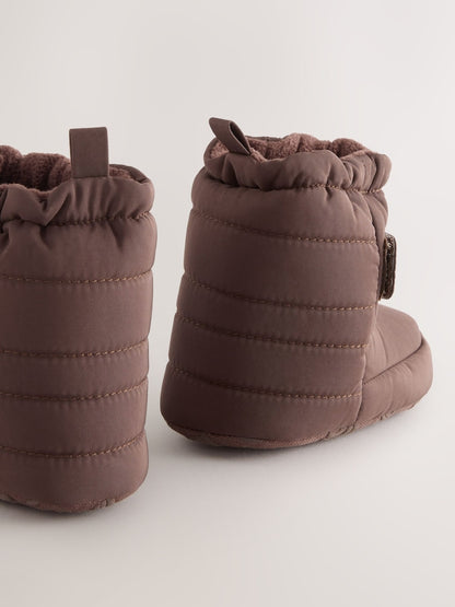 Brown Chocolate Baby Touch Fastening Snow Boots (0-2mths)