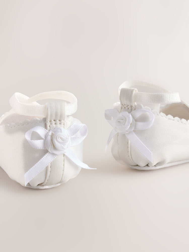 White Baby Bow Occassion Shoes (0-24mths)
