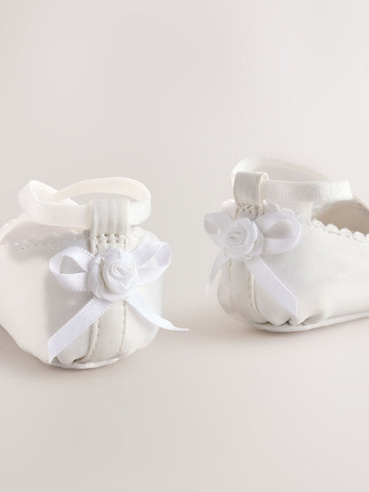White Baby Bow Occassion Shoes (0-24mths)