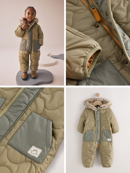Khaki Green Shower Resistant Snowsuit (3mths-7yrs)