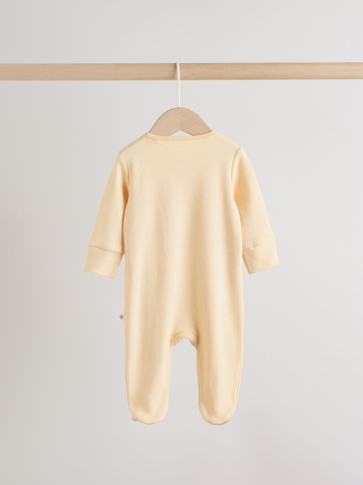 Yellow 3 Pack Baby Sleepsuits