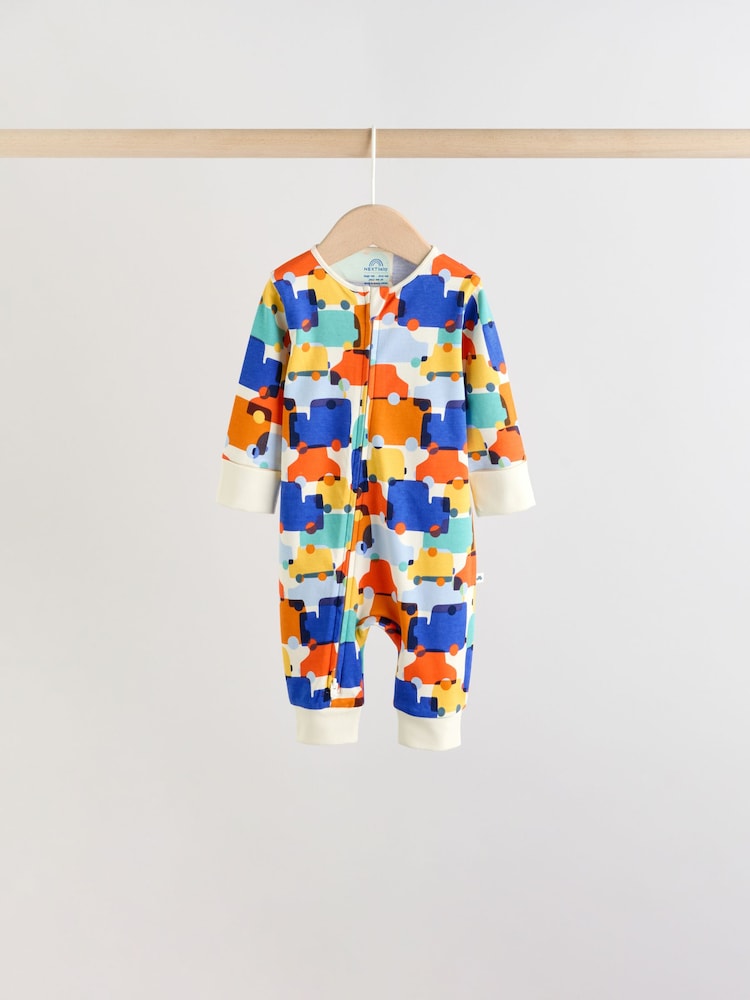 Multi Two Way Zip Baby Sleepsuit 5 Pack (0mths-3yrs)