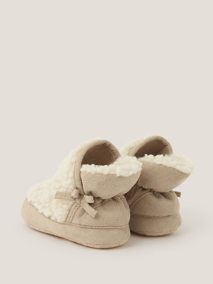 Monsoon Cream Baby Borg Bootie Shoes