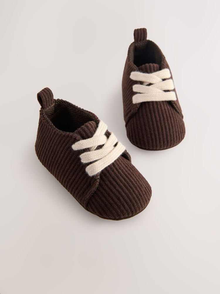 Chocolate Brown Cord Baby Shoes (0-2mths)