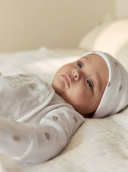 White Born in 2026 Baby Sleepsuit & Hat Set (0-9mths)