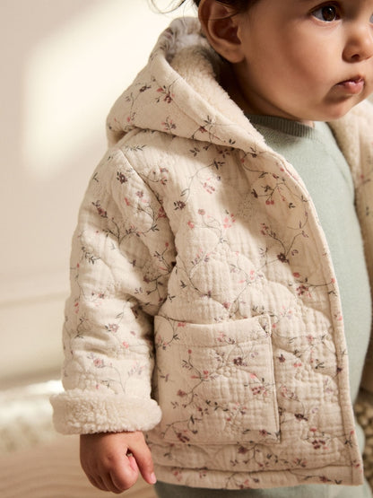 Ecru Floral Baby Crinkle Jersey Coat (0mths-2yrs)