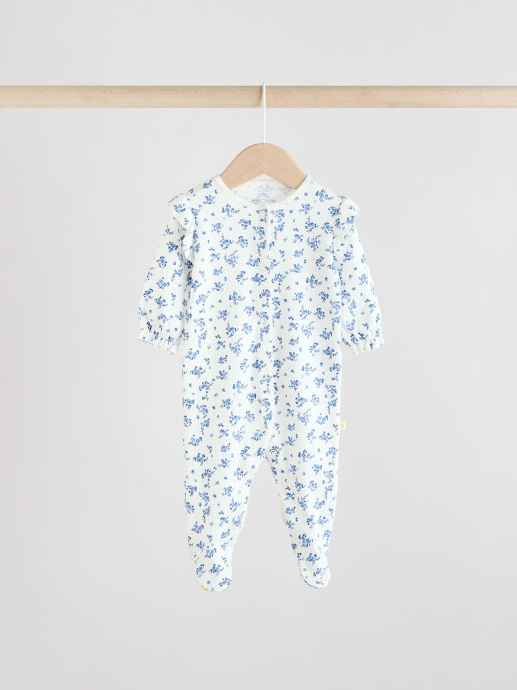 Blue Collar 3 Pack Baby Sleepsuits (0-2yrs)