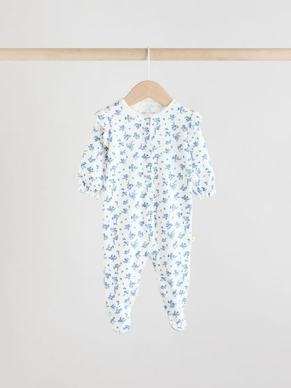Blue Collar 3 Pack Baby Sleepsuits (0-2yrs)