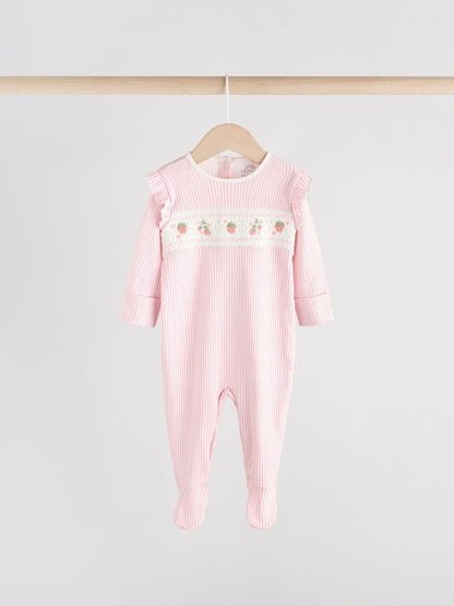 Pink Collar 3 Pack Baby Sleepsuits (0-2yrs)