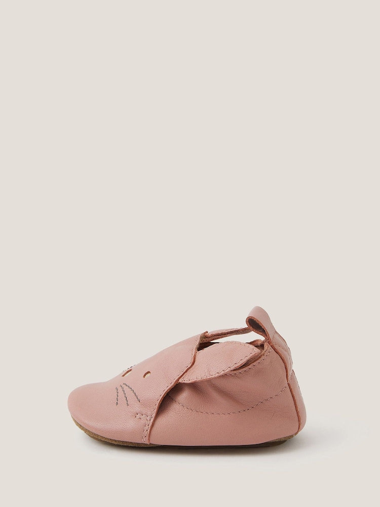 Monsoon Pink Baby Cat Leather Booties