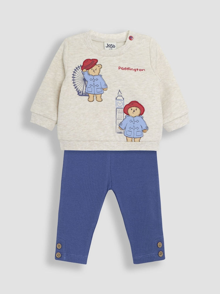 JoJo Maman Bébé Natural Paddington Appliqué Sweatshirt & Leggings Set