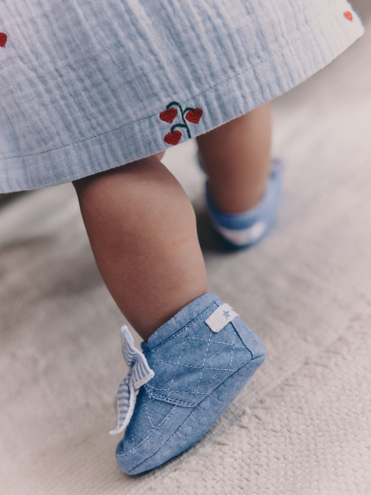 Blue Baby Floral Print Boots (0-18mths)
