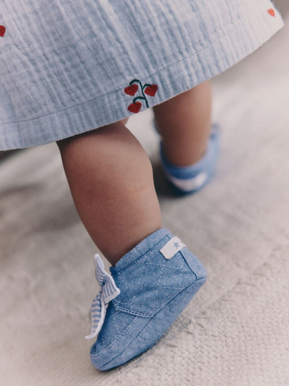 Blue Baby Floral Print Boots (0-18mths)