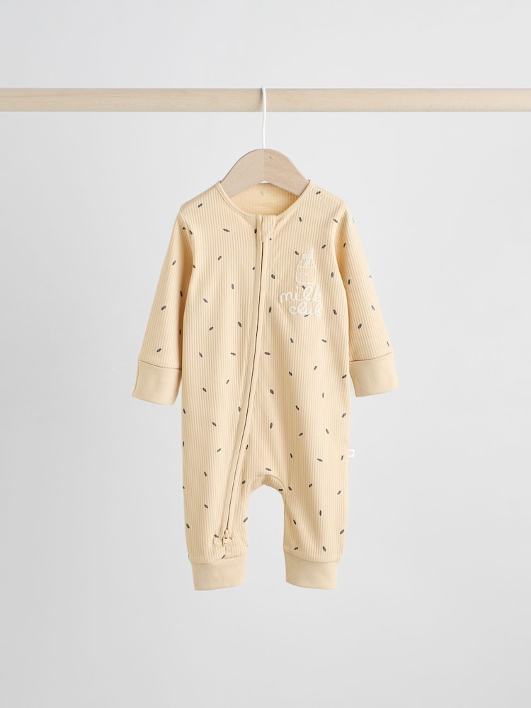 Multi Food Character Two Way Zip Baby Sleepsuits 3 Pack