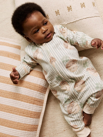 Cream Autumn Pumpkin Two Way Zip Footless Baby Sleepsuits