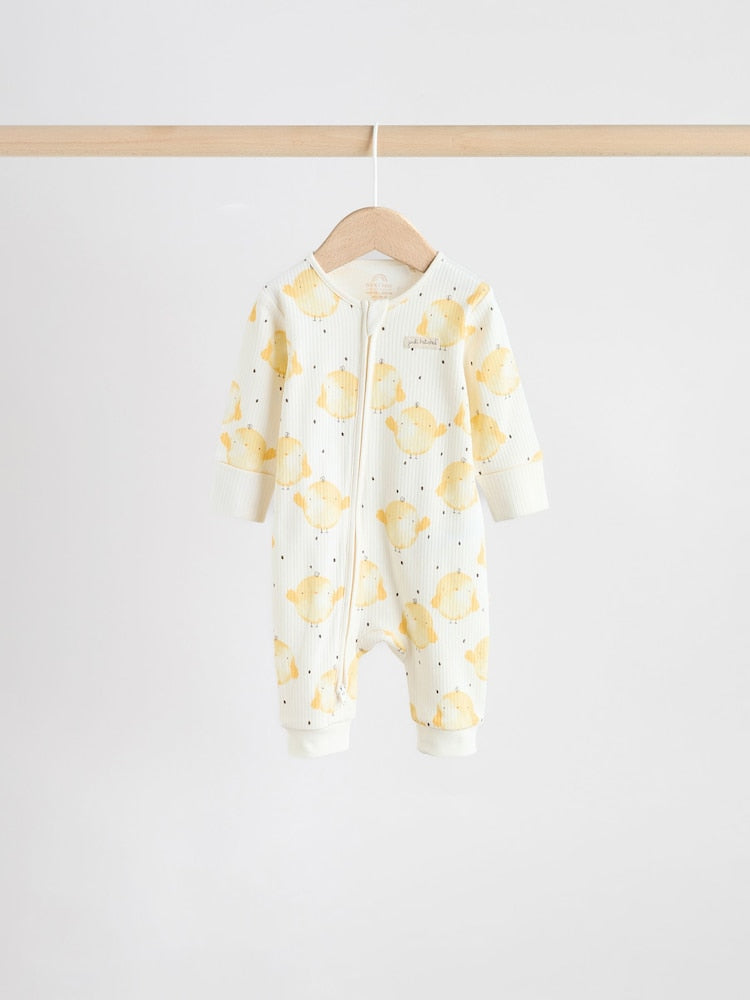 Yellow Easter Character Two Way Zip Baby Sleepsuits 3 Pack (0mths-3yrs)