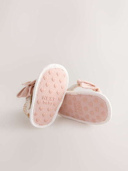 Pink Baby Bow Floral Sandals (0-24mths)