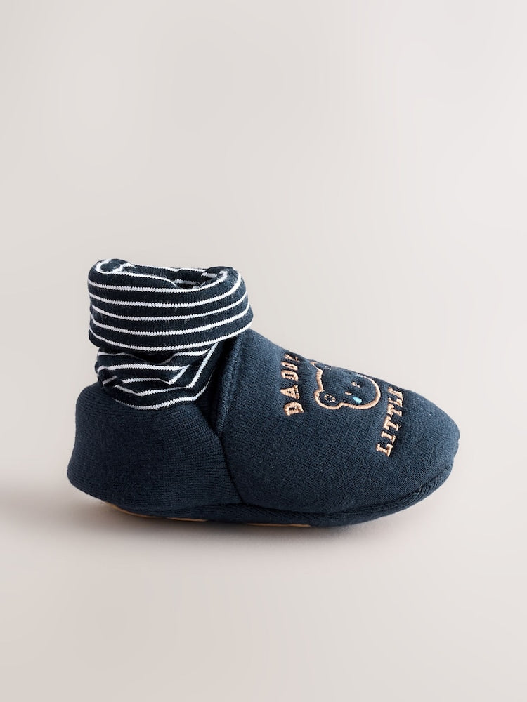 Blue Mummy And Daddy Baby Booties Socks 2 Pack (0-24 months) (0-18mths)