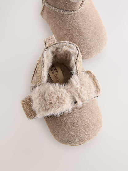 Mink Brown Suede Baby Pull-On Boots (0-24mths)