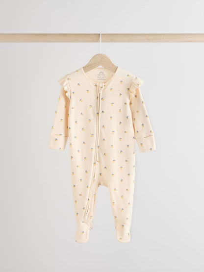 Blue Cherry Two Way Zip Sleepsuits 3 Pack (0-2yrs)