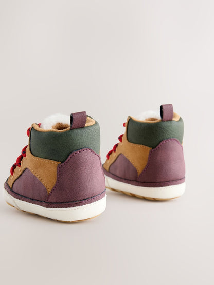 Tan Brown Baby Elastic Lace Boots (0-2mths)