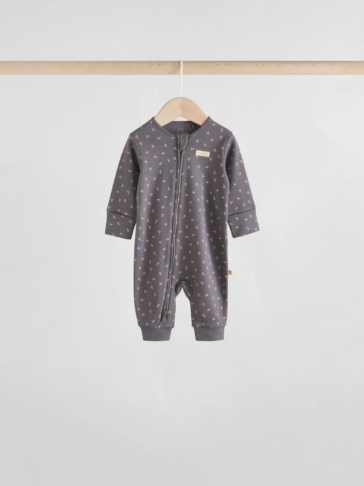 Monochrome Leopard And Cherry Print Two Way Zip Baby Sleepsuits 4 Pack (0mths-3yrs)
