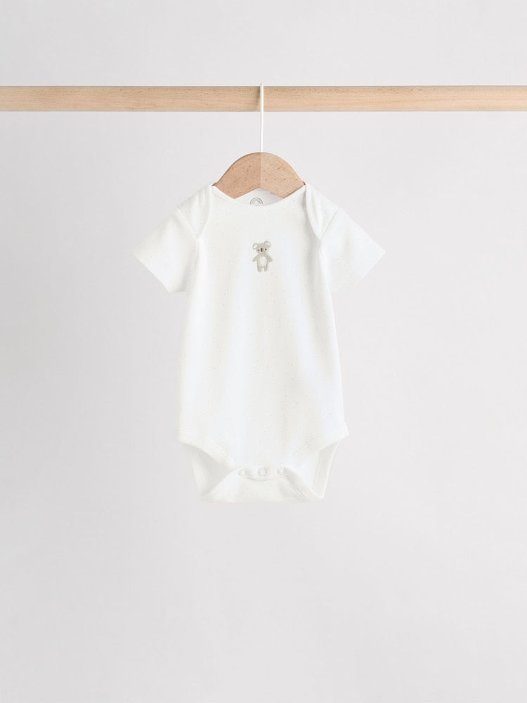 White Baby Sleepsuit, Bodysuit, Beanie and Bib Set 4 Piece (0-9mths)