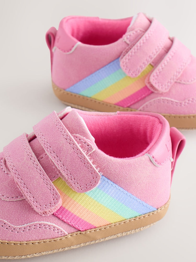 Little Bird by Jools Oliver Pink Baby Rainbow Tape Gum Sole Trainers Padders
