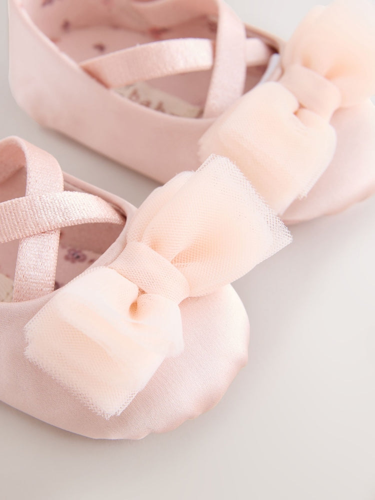 Pink Baby Bow Occassion Shoes (0-18mths)