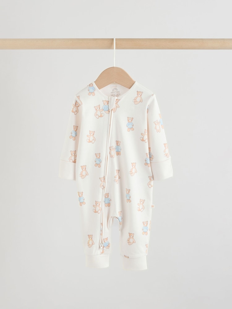 Blue Bear Two Way Zip Baby Sleepsuits 3 Pack (0mths-3yrs)