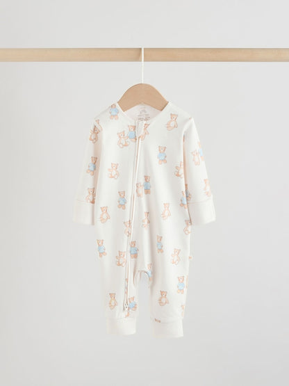 Blue Bear Two Way Zip Baby Sleepsuits 3 Pack (0mths-3yrs)