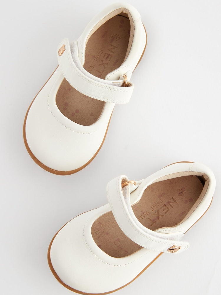 White Standard Fit (F) First Walker Mary Jane Shoes