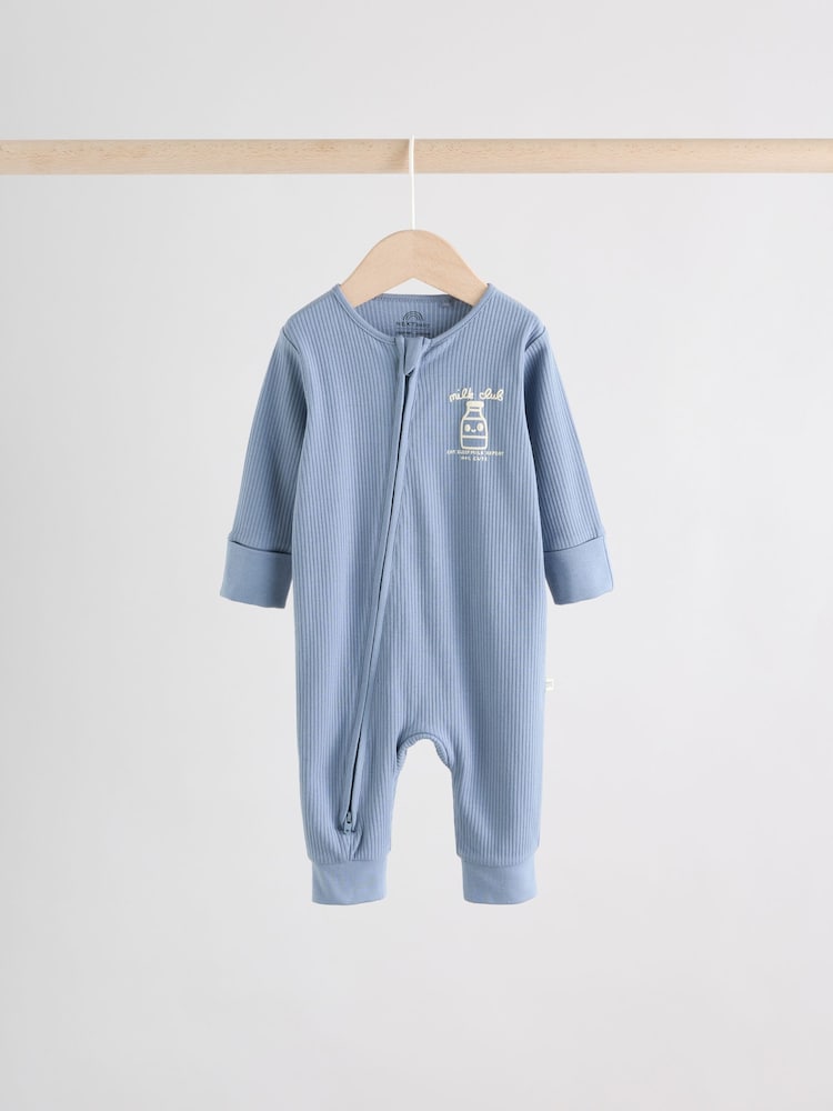 Blue Milk Club Two Way Zip Baby Sleepsuits 3 Pack (0mths-3yrs)