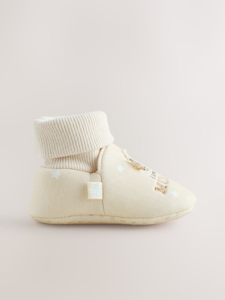 Neutral I Love Mummy/Daddy Baby Sock Top Bootie Shoes (0-18mths)