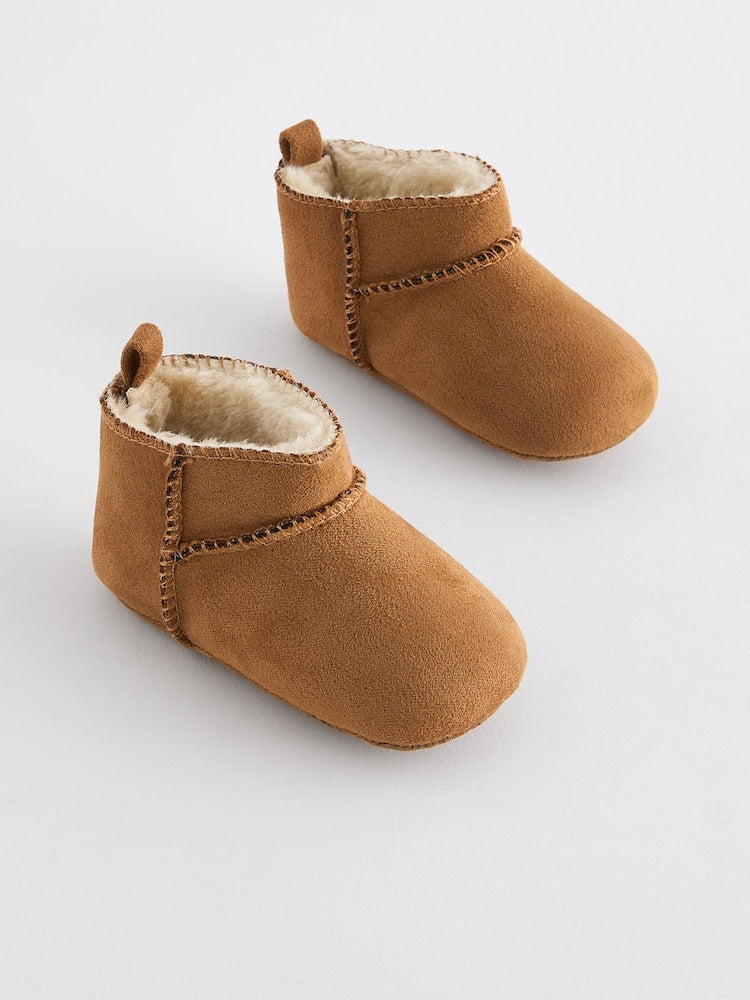 Tan Brown Warm Lined Baby Boots (0-2mths)