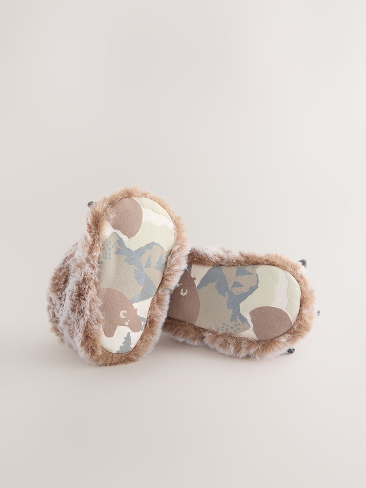 Neutral Bear Claw Baby Touch Fastening Slipper Boots (0-2mths)