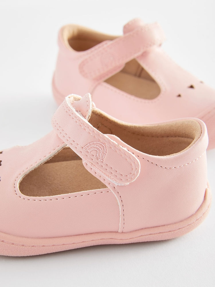 Pink Standard Fit (F) Crawler T-Bar Shoes