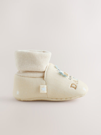 Neutral I Love Mummy/Daddy Baby Sock Top Bootie Shoes (0-18mths)
