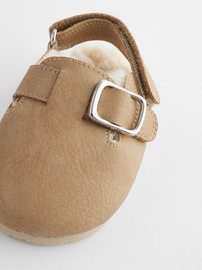 Neutral Faux Fur Lined Baby Clogs (0-18mths)