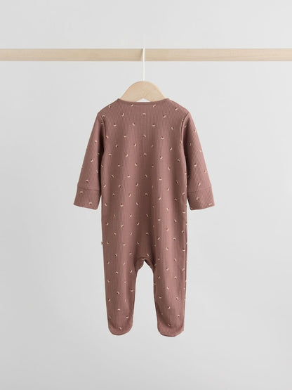 Brown Ditsy Floral Baby Sleepsuits 3 Pack (0-2yrs)