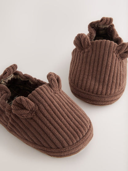 Chocolate Brown Bear Baby Slip-Ons Shoes (0-2mths)