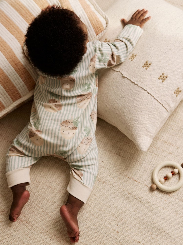 Cream Autumn Pumpkin Two Way Zip Footless Baby Sleepsuits