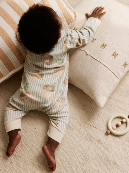 Cream Autumn Pumpkin Two Way Zip Footless Baby Sleepsuits