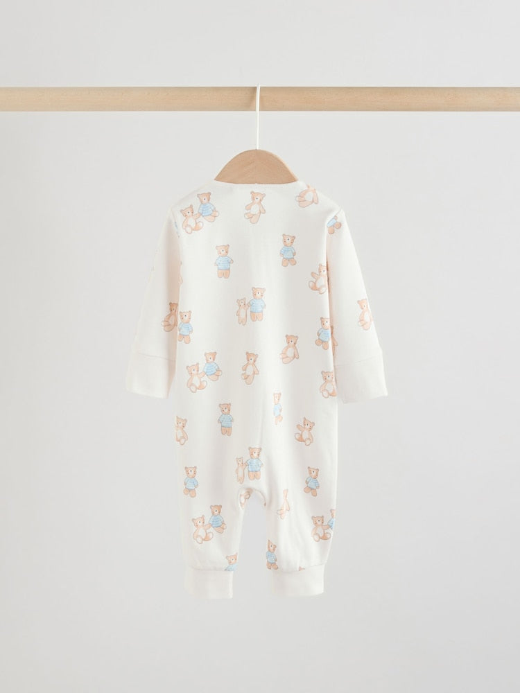 Blue Bear Two Way Zip Baby Sleepsuits 3 Pack (0mths-3yrs)
