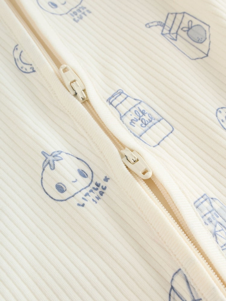 Blue Milk Club Two Way Zip Baby Sleepsuits 3 Pack (0mths-3yrs)