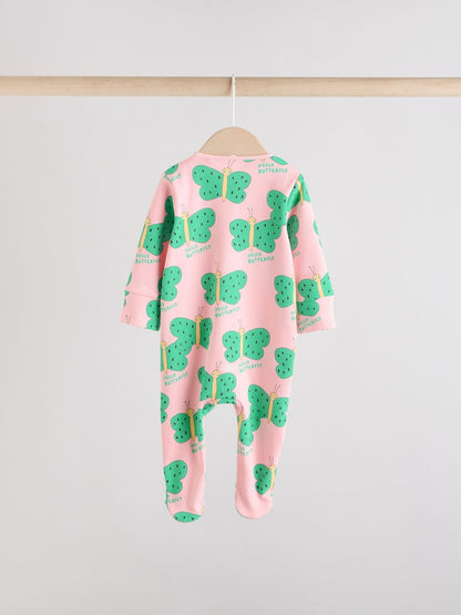 Bright Two Way Zip Sleepsuits 3 Pack (0-2yrs)