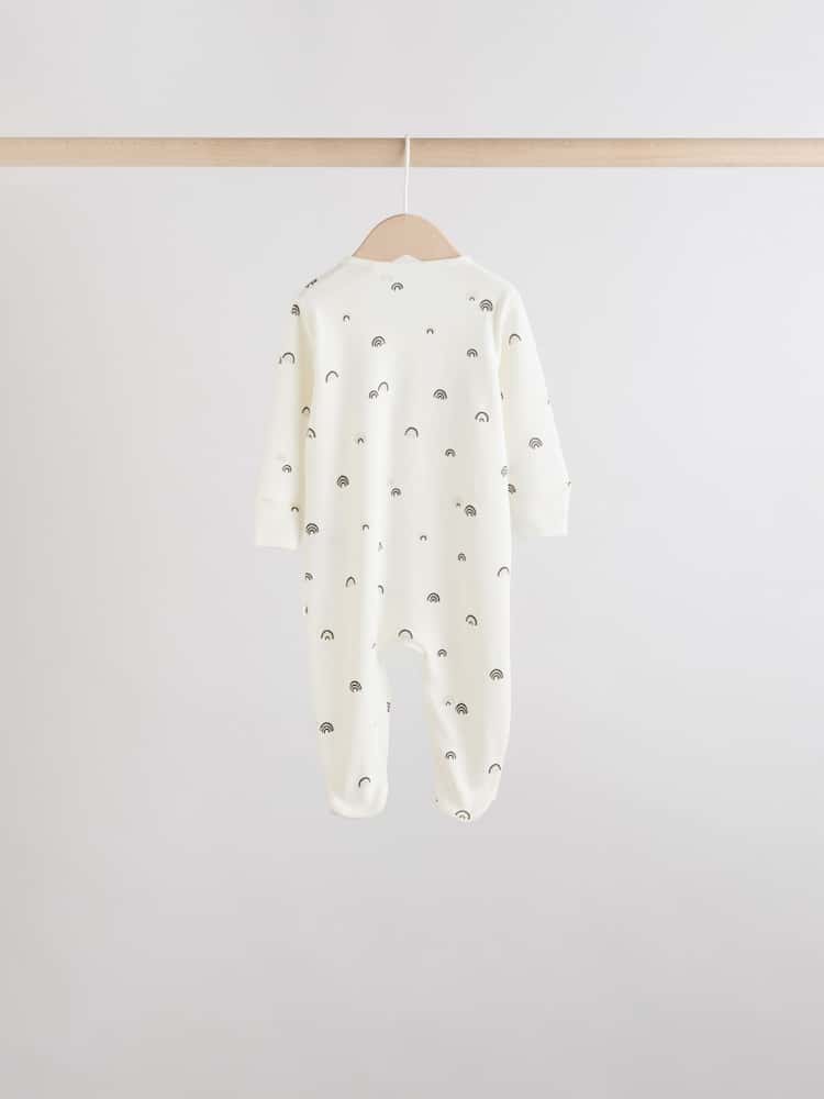 White/Black Two Way Zip Baby Sleepsuits 4 Pack (0mths-2yrs)