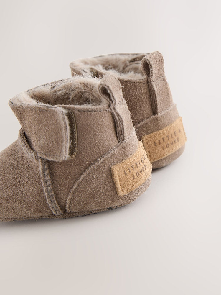 Mink Brown Suede Baby Pull-On Boots (0-24mths)